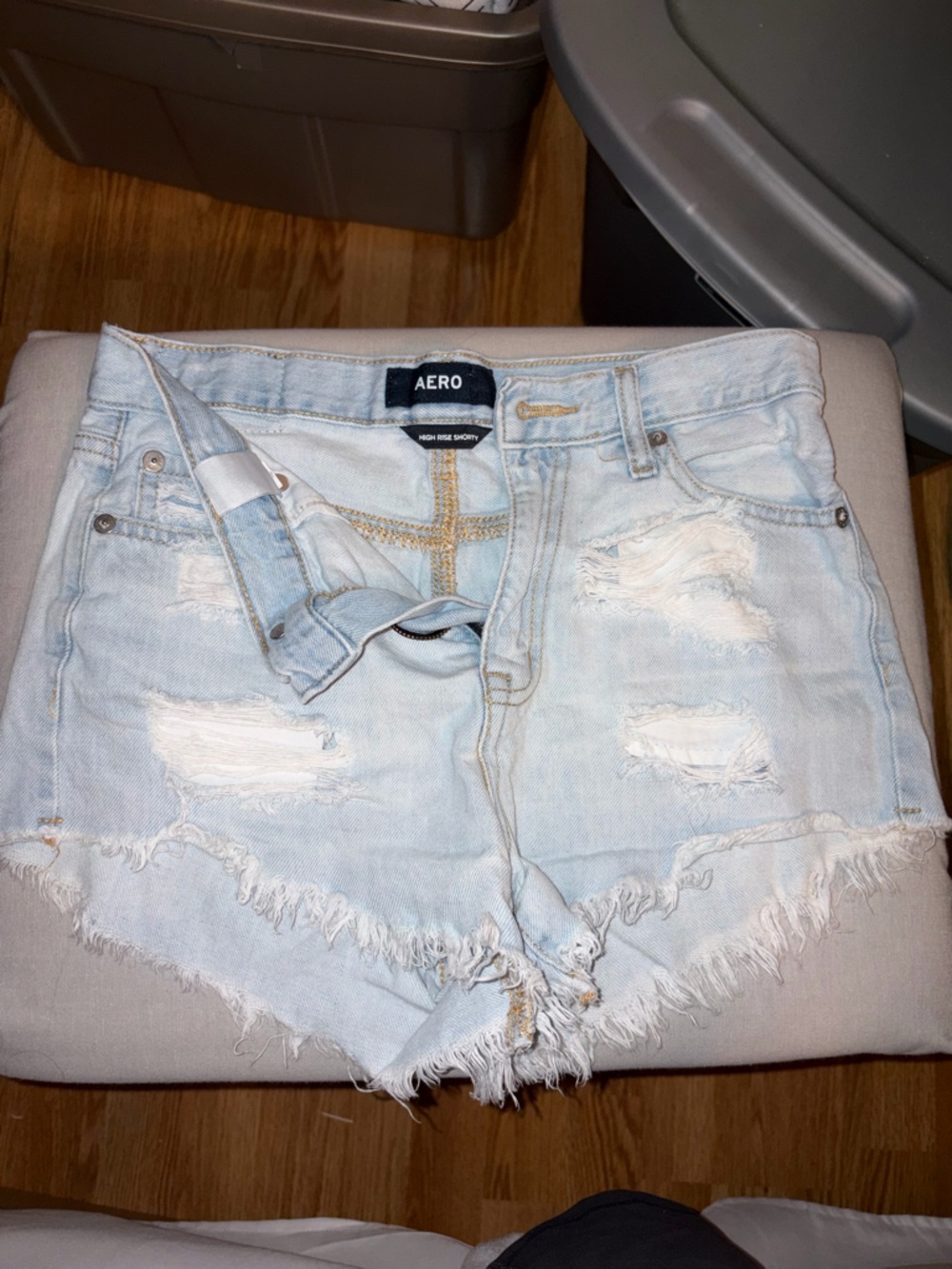 Aeropostale Light Blue Distressed Denim Cutoff Shorts